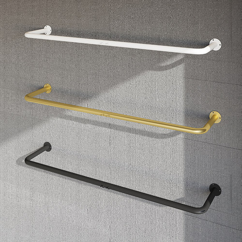 可伸缩晾b衣杆阳台顶装卧室内固定单杆壁挂支架凉晒衣捍悬挂免打