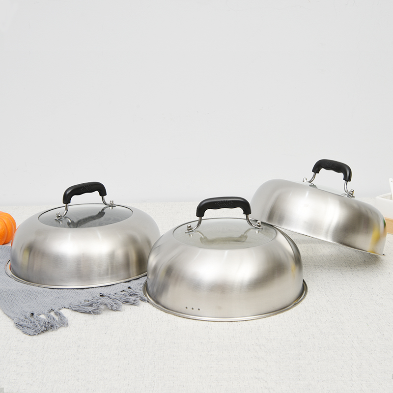 蒸锅盖子高盖不锈钢加高盖圆形锅盖家用I炒锅铁锅汤锅高锅盖高拱