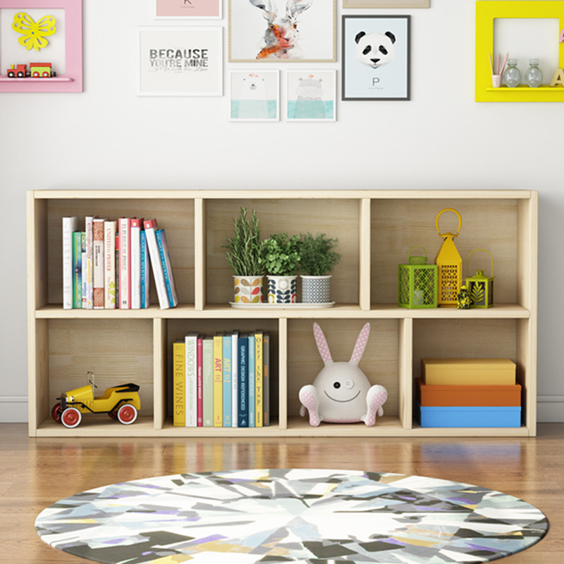 实木儿童松木书j柜书架学生教室简易落地清漆收纳置物架