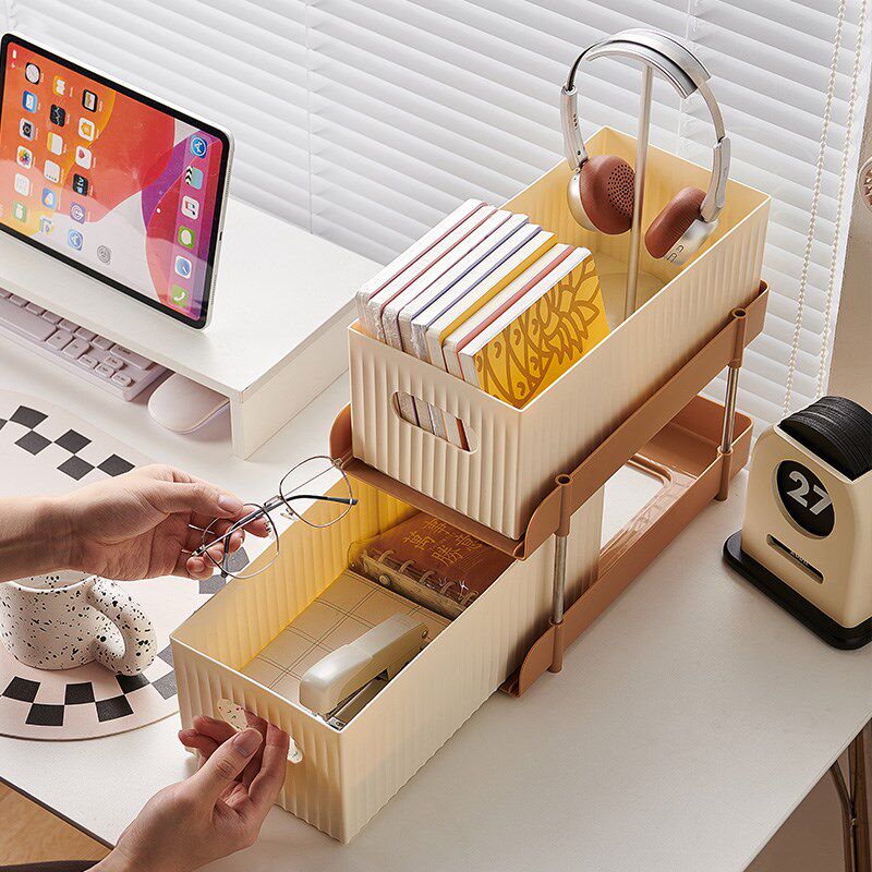 桌下置物架e办公室工位放包神器可移动落地书架抽屉式小推车收纳