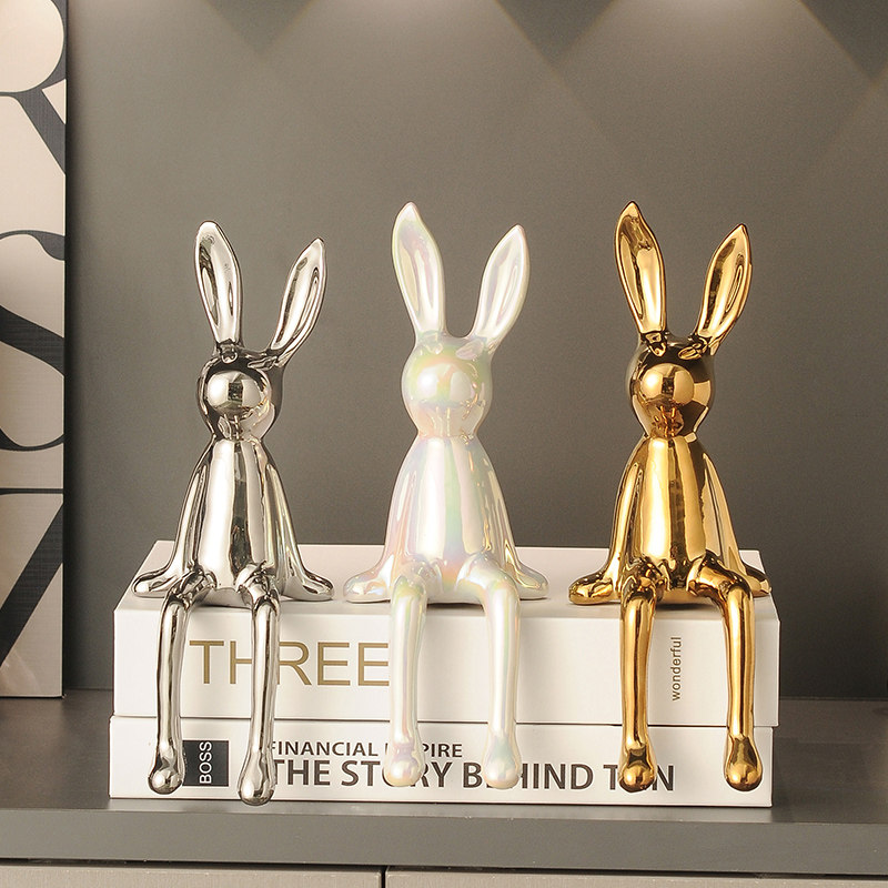 兔子治愈情绪h小坐姿摆件软装高级感客厅电视柜酒柜办公桌面装饰,家居饰品,装饰摆件,淘宝优惠券,粉丝福利购,淘宝优惠卷