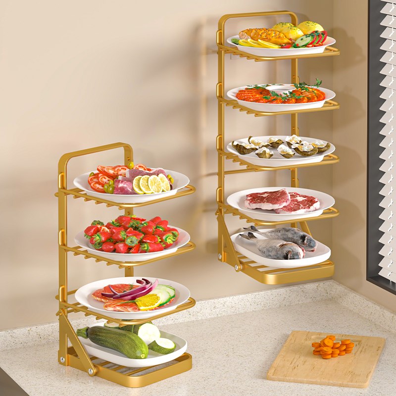 折叠备菜置物架厨房配菜壁挂多层配菜G盘家用备餐多功能菜盘收纳