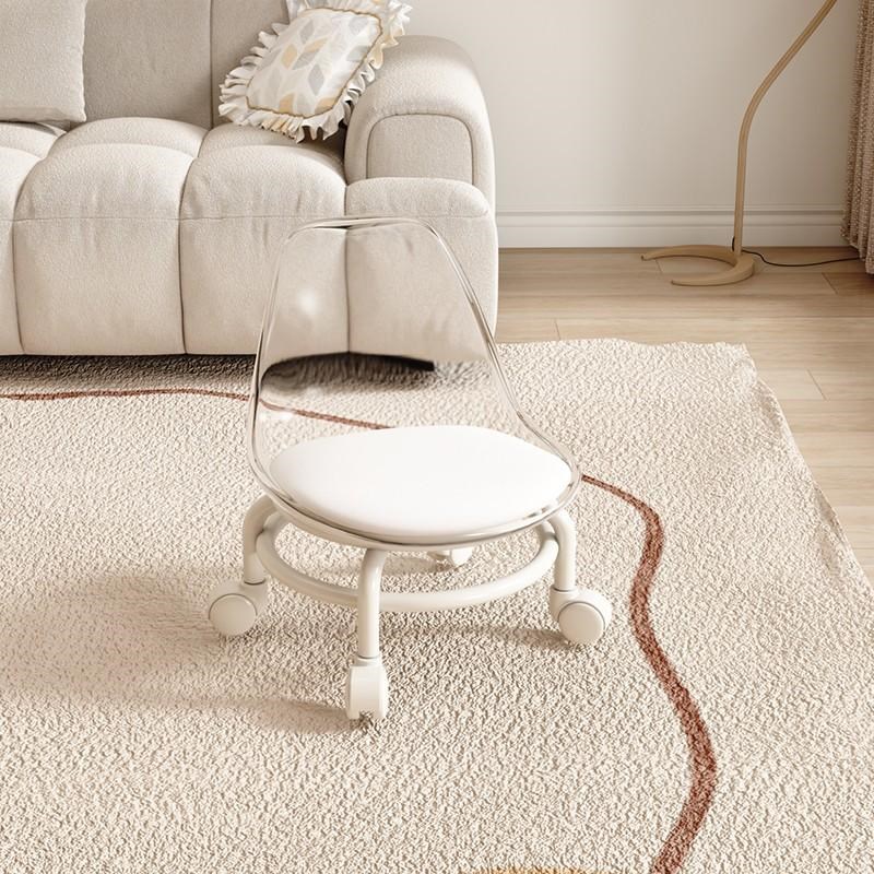 滑轮矮凳透d明小椅子带万向轮儿童转凳子亚克力小凳子家用矮凳靠