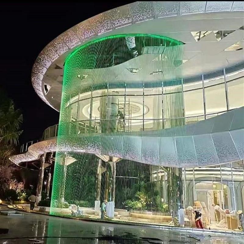 拉线水帘光纤水幕l屏风景区流水造景水幕墙瀑布水幕水系景观循环