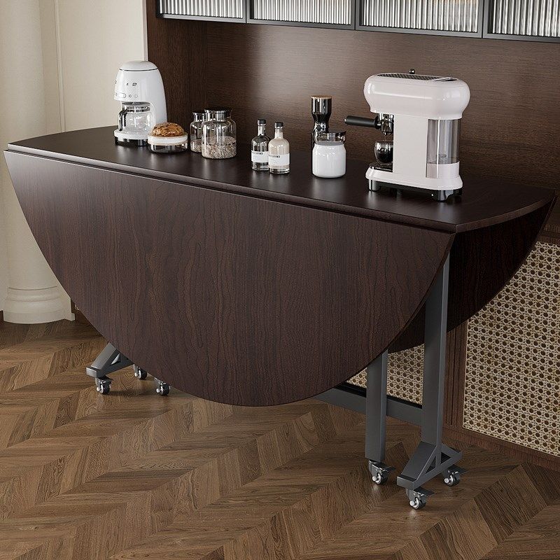 实木圆桌餐d桌新中式折叠黑胡桃颗粒板面板商用家用饭店餐桌椅组