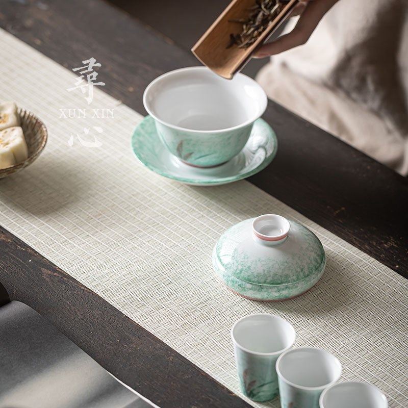 中式釉下彩手绘芦苇盖置陶瓷壶托杯垫单个功夫茶具茶Y道配件茶杯,餐饮具,茶道/零配,淘宝优惠券,粉丝福利购,淘宝优惠卷