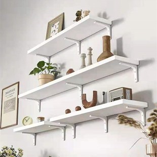 墙上置物架简易墙壁书架挂墙一字隔板悬空层板展示架W壁挂式陈列