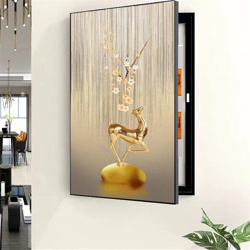 竖版侧开a电表箱装饰画免打孔简约风竖款客厅挂画遮挡电闸盒配电