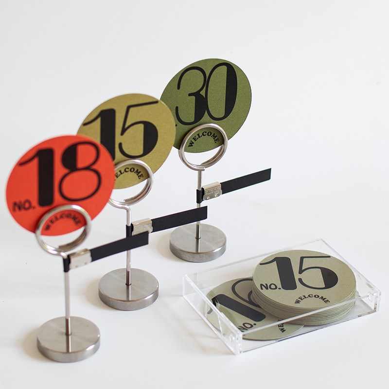 规律RPL桌面金属标签夹 特种纸数字桌卡物料二Q维码名片展示便签