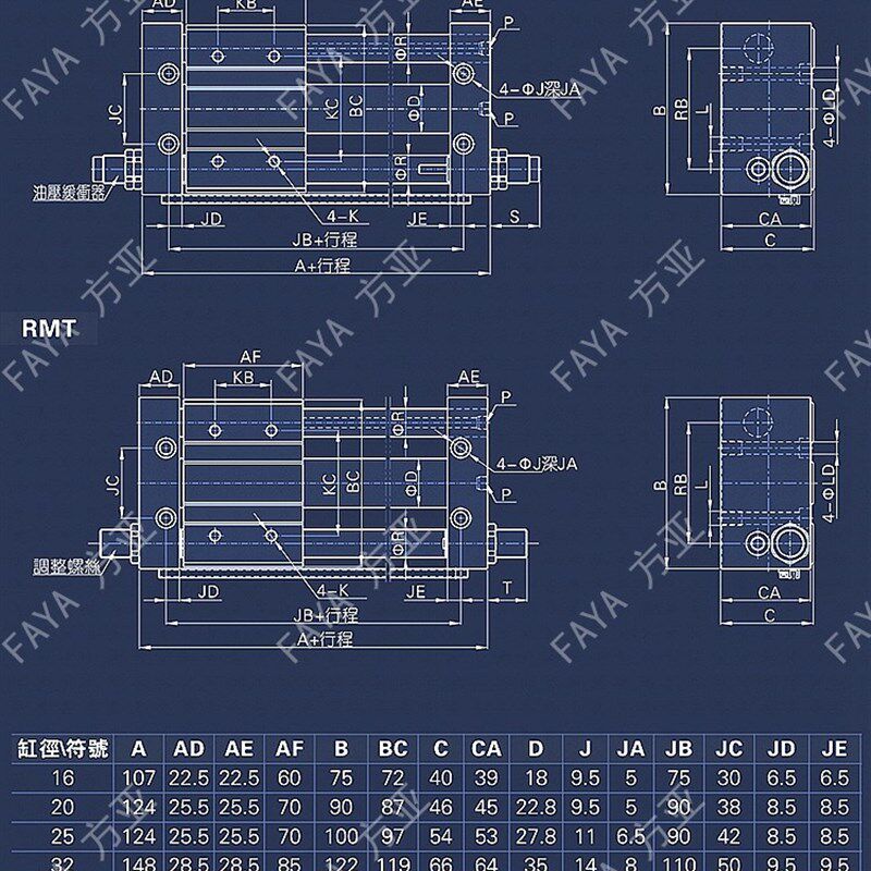 负载导台式气缸RMTn无杆气缸 缸径32 升降气缸 长行程运输气动滑