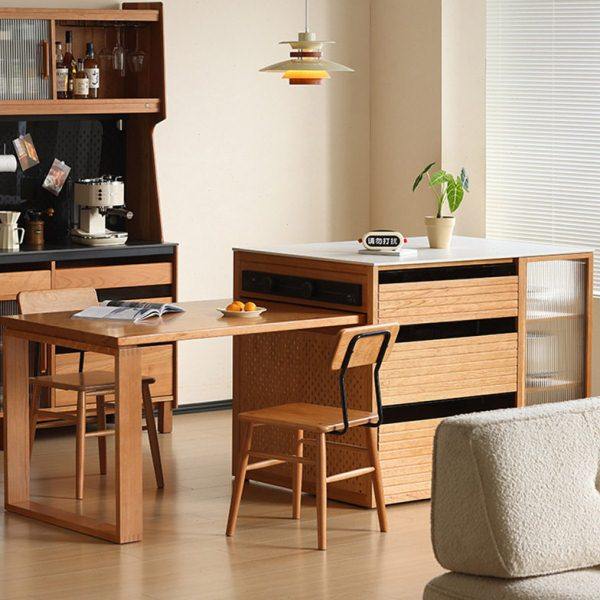 【哈尔岛台】樱桃木实木岛台餐桌一体可伸缩小户型吧台储物餐边柜,住宅家具,岛台,淘宝优惠券,粉丝福利购,淘宝优惠卷