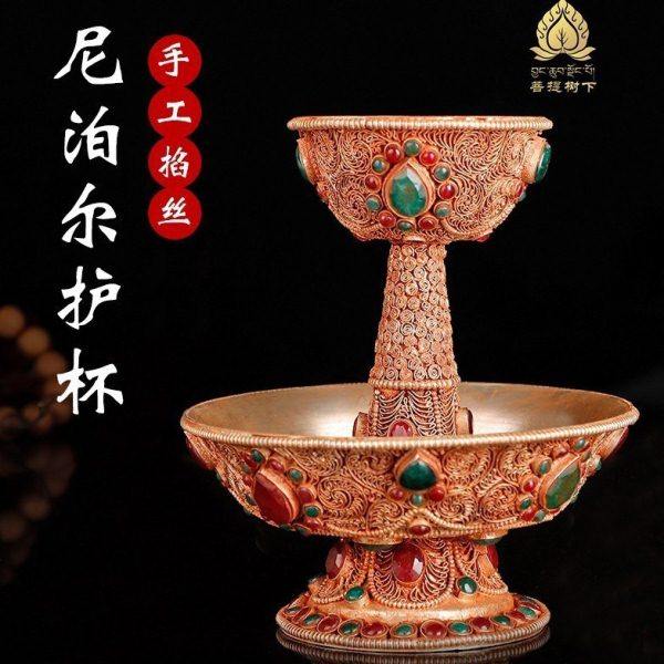尼泊尔手工铜掐丝护法杯供具用品供酒大号底盘12.7cm,家居饰品,装饰摆件,淘宝优惠券,粉丝福利购,淘宝优惠卷