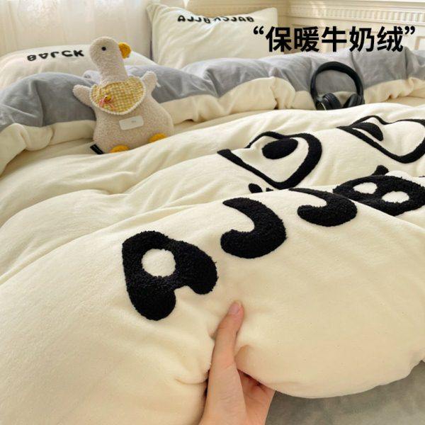 A类母婴级毛巾绣加厚牛奶绒床上用品卡通四件套珊瑚绒被套三件套,床上用品,学生床品套件,淘宝优惠券,粉丝福利购,淘宝优惠卷
