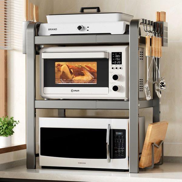 新款厨房置物架可伸缩微波炉支架电烤箱架子二层家用电器收纳加厚,厨房/烹饪用具,微波炉置物架,淘宝优惠券,粉丝福利购,淘宝优惠卷