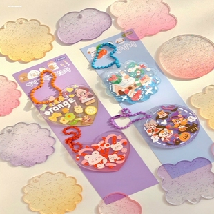 咕卡圆盘小饰品亚克力估咔盘钥匙扣100个diy古卡女孩儿童卡盘挂件