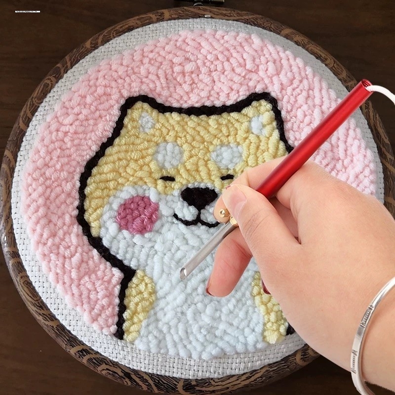 法式反绣木柄钩针diy正反面钩花工具刺绣针串珠亮片钩针