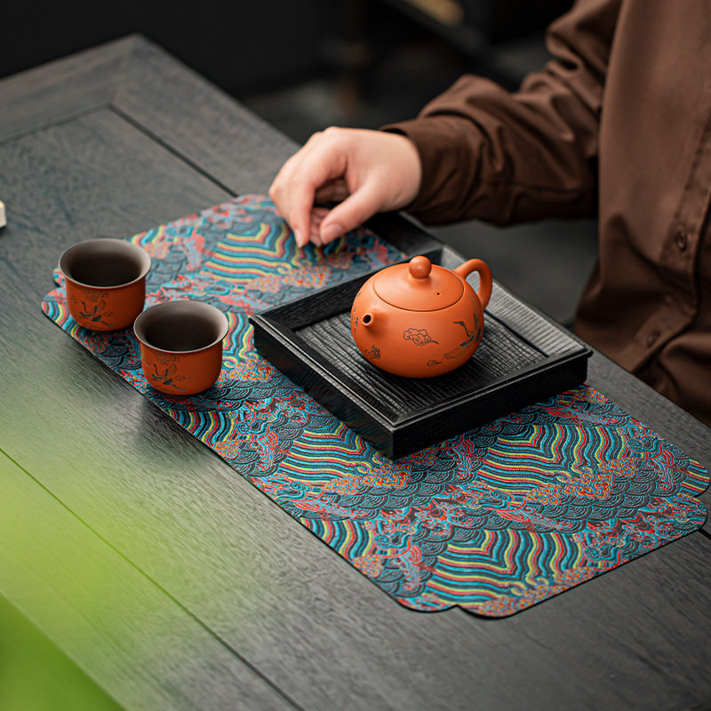 禅意茶垫茶席织锦布艺茶盘干泡席图片
