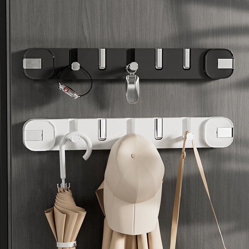 吸盘门后挂钩一排式免打孔承重卧室入户门后置P物架挂衣架联排挂