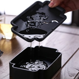 做旧干泡台建水壶承茶托高档功夫建水茶具 古风黑色蓄水g茶盘中式