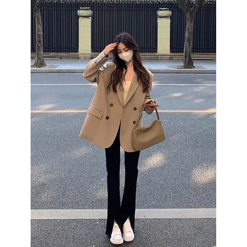 咖色西装外套女2026年春秋小个子高级感炸街新款韩版休闲西服上衣