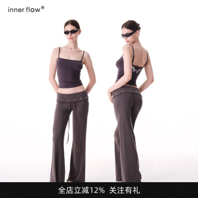 INNERFLOW三色烫银翅膀图案背心外穿夏季百搭修身内搭吊带上衣女