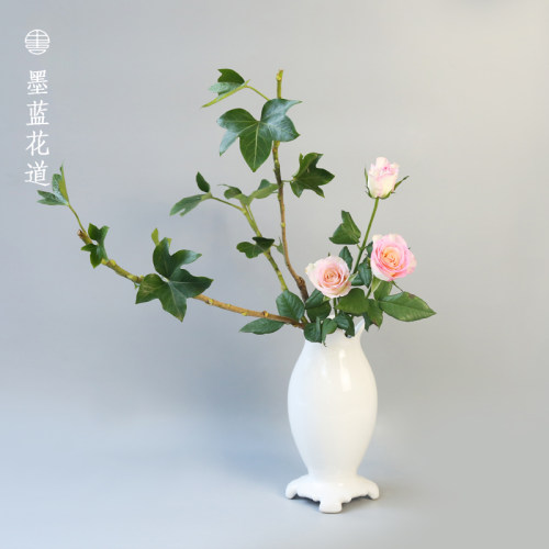日式花器 小原流飞鸟瓶 陶瓷花瓶插花花艺匠 花道课标准器型直立
