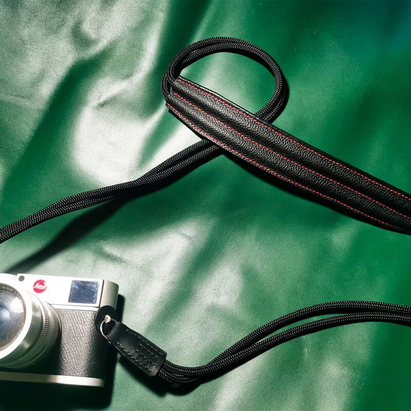 匞心新作   可移动肩垫双绳减压相机背带K  登山软绳牛皮相机肩带