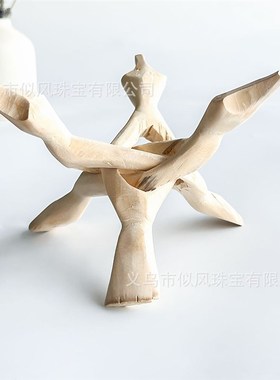 鼠尾草圣木棒g燃烧工具红木支架原木支架三角架摆件底座手工工艺