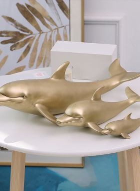 装饰品海豚现代简约雕塑客厅创意电视柜摆设铜先生铜工艺礼品
