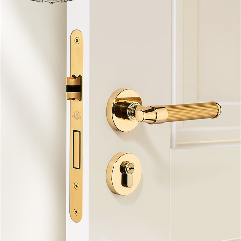 铁将军欧式房门锁金色门静音磁吸室内门锁小众分体锁