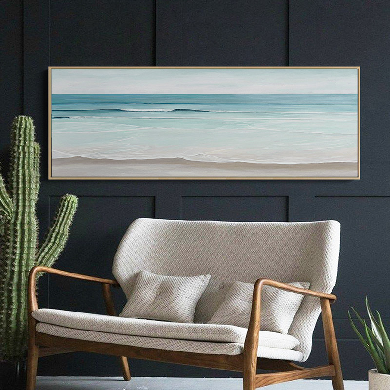 现代简约象风景装饰画海背景墙挂画床头横版壁画