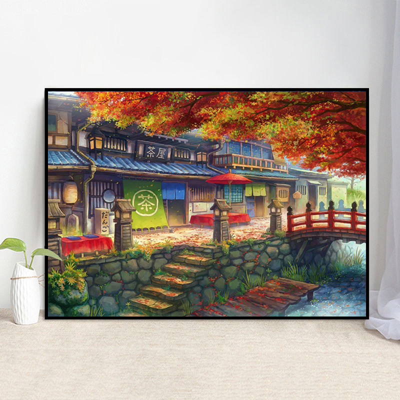 日式小屋风景钻石画小幅餐厅手工贴钻十字绣满钻