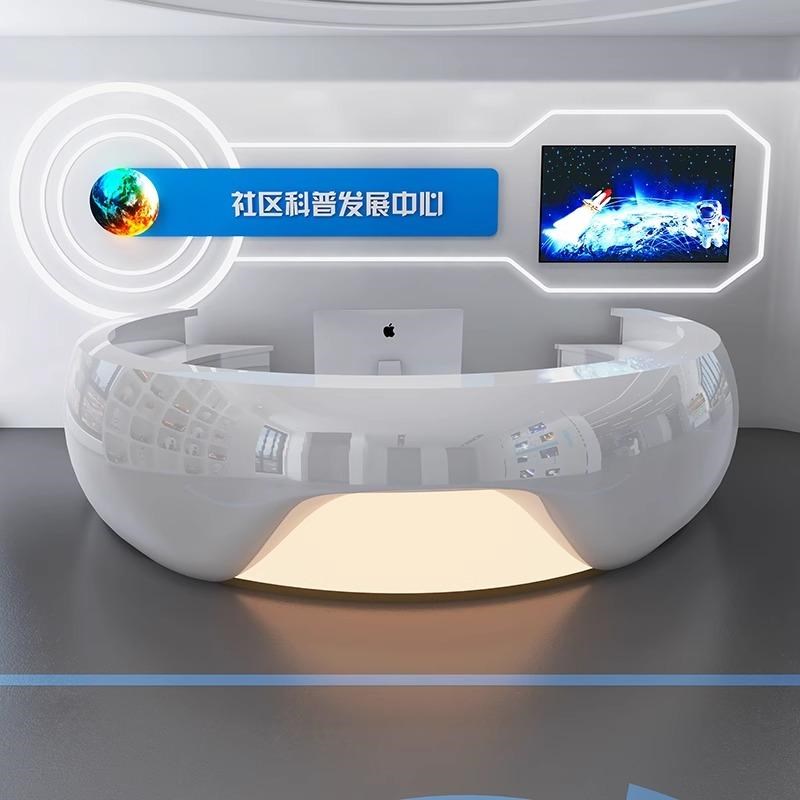 公司异形收银台玻璃钢前台接待台酒店美容医美创意烤漆吧台定制