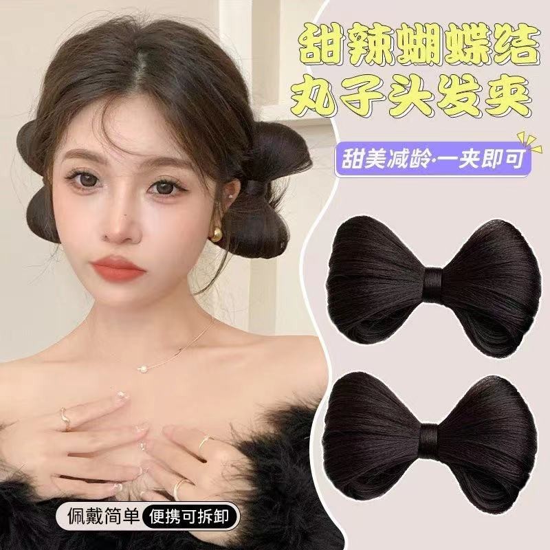 蝴蝶结发夹女黑色甜美减龄头饰发卡一夹即可佩戴简单便携