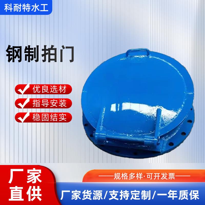 钢制拍门厂家外接法兰市政污水管道拍门防倒灌防潮对开钢制拍门