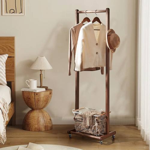 杰潮可移动原木风衣帽架落地