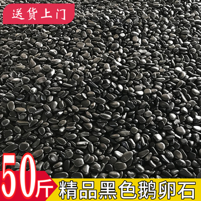 50斤装黑色鹅卵石庭院园林造景天然雨花石原石黑石庭铺路铺地石头