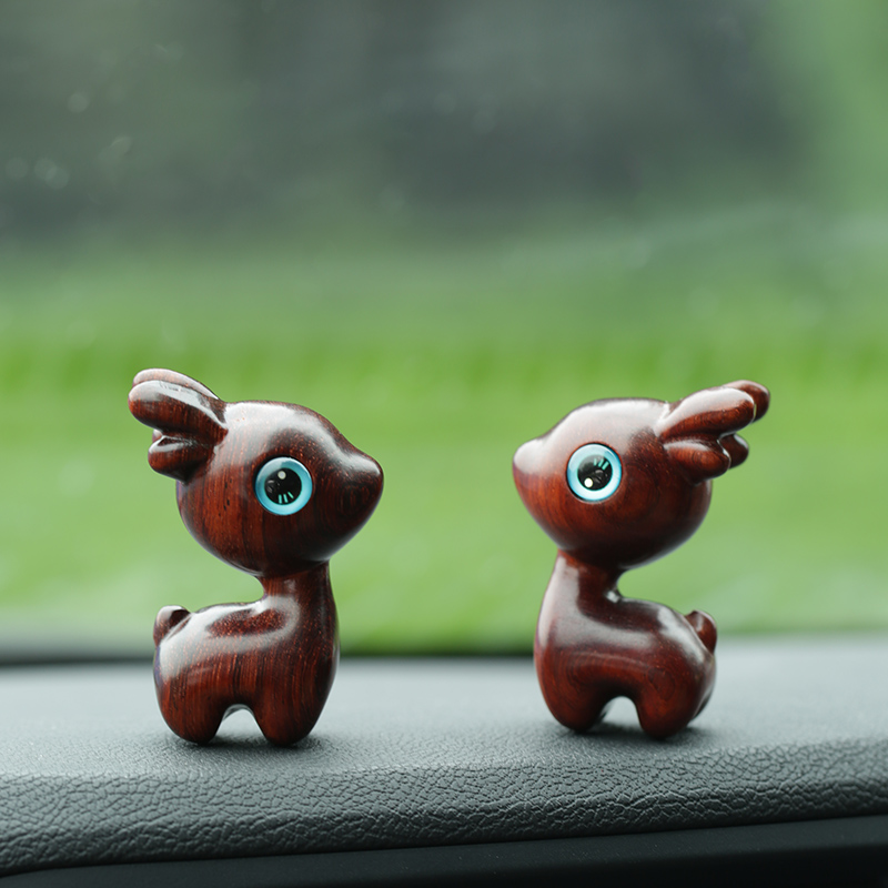 高档紫檀小鹿葫芦汽车摆件中控台摆饰男女款式车载内里用品