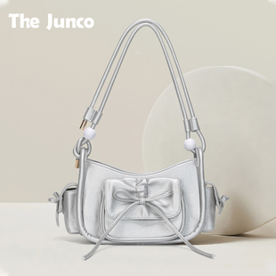 the 高级银色包包单肩手提百搭斜挎包 junco官方腋下包女2025新款