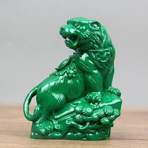 绿色木雕老虎摆件实木木质十二生肖青色老虎工艺品招财虎吊坠摆件