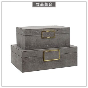 摆件家居饰品方H扣收纳盒两件套SSH771 样板间梳妆台简约轻奢软装
