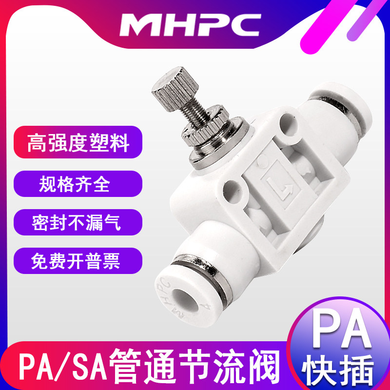 气动LSA/PA节流调速管道型气缸4/5/6/8mm可调节快速快插接头