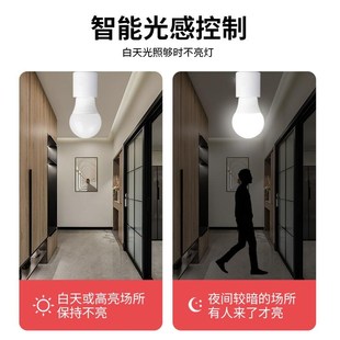 人体智能雷达感应灯头E27螺口灯座B家用楼道车库照明灯LED节能微