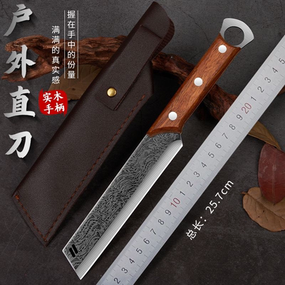 手工锻打小刀一体实木多用刀