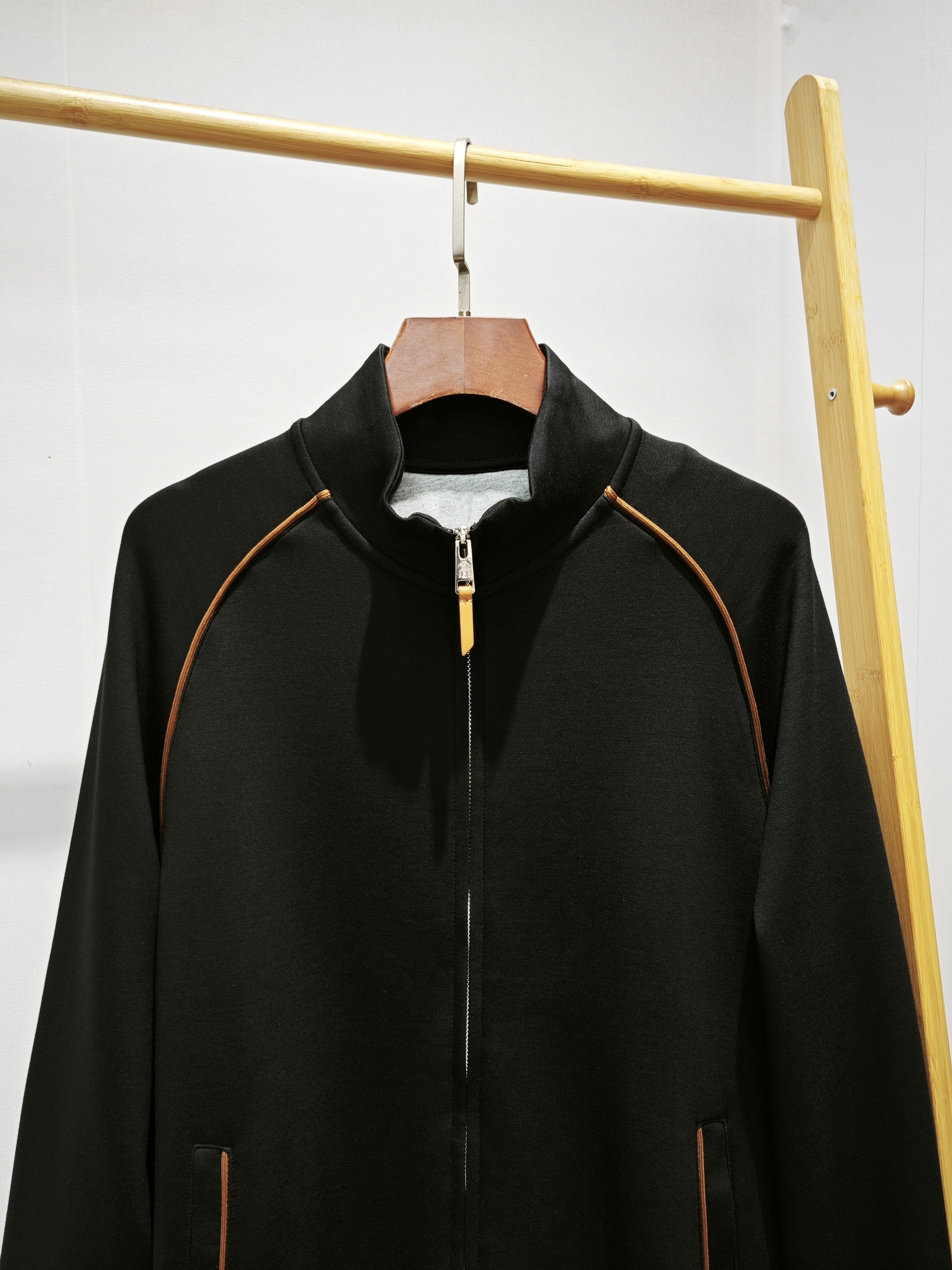 3109 ! BC edition Old money wind zipper Cardigan Sweater male No cap Spring and Autumn Color contrast stand collar wool jacket loose coat