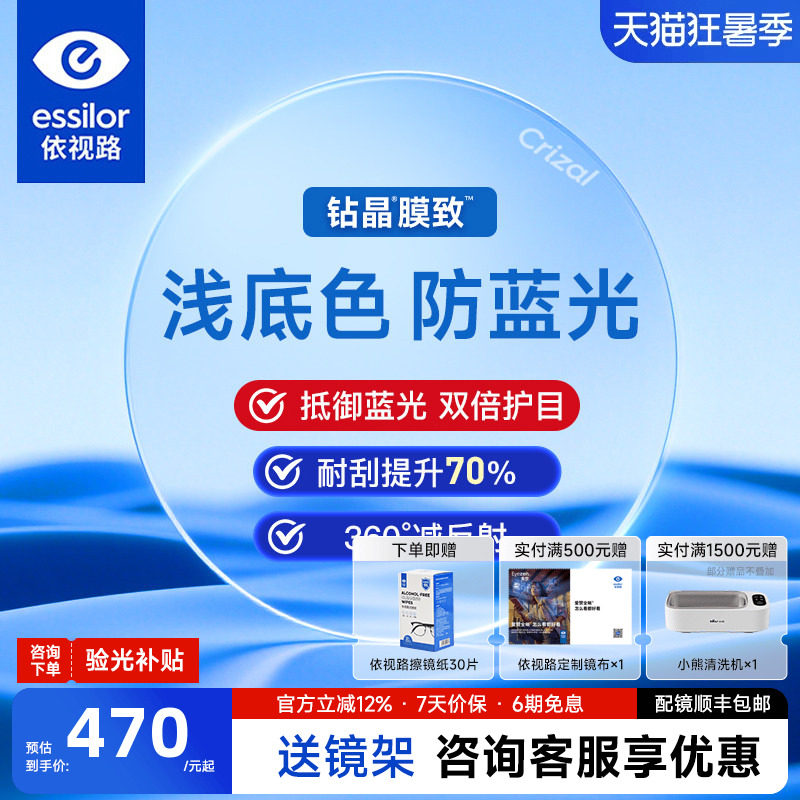 依视路膜致镜片高透光减反射