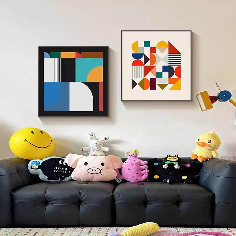 多巴胺客厅装饰画彩色小众艺术沙发背景墙壁画高级感抽象卧室挂画