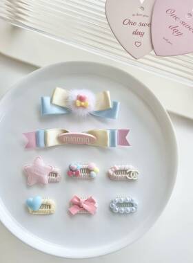 宠物发夹猫头花黄色和蓝色蝴蝶结头发配件马尔济斯约克郡泰迪可爱