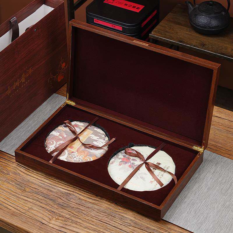 木制普洱茶叶礼盒空盒357克200高档双饼福鼎白茶饼包装盒收纳盒定