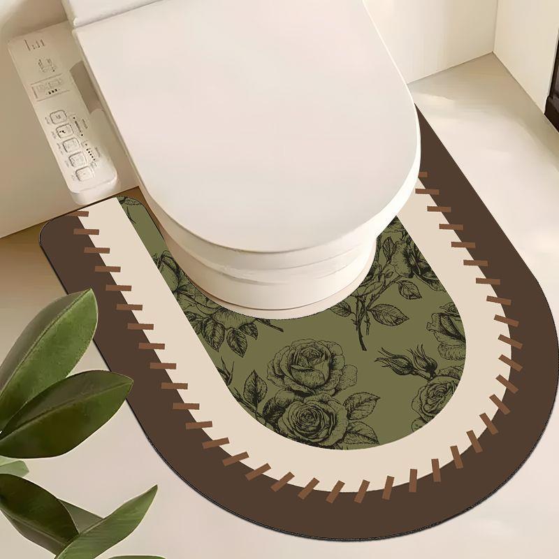 马桶U型地垫轻奢覆古浴室卫生间硅藻地毯吸水防滑防溅坐便脚垫